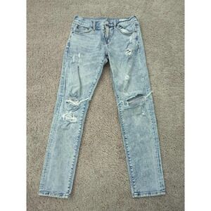 Arizona Jeans Mens 30x30 Light Blue Denim Skinny Advance Flex 360 Distressed